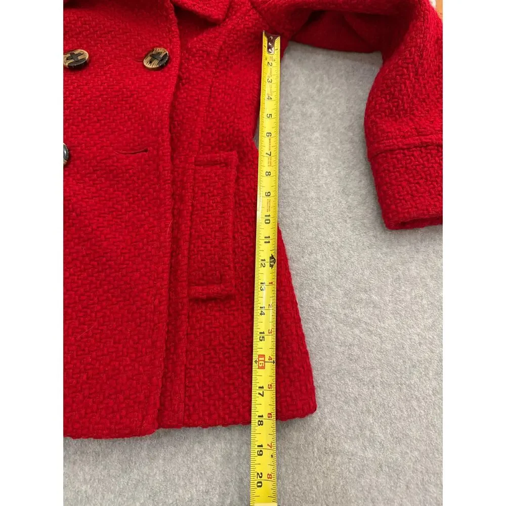 Trina Turk Red Boucle Wool Pea coat -Size 2